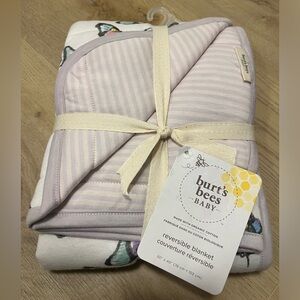 Burt's Bees Baby Reversible Blanket - Butterflies & Stripes